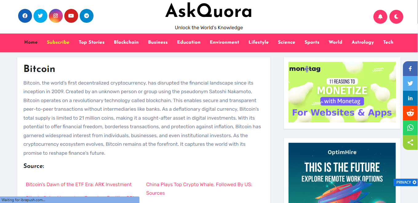 Askquora.com - Aggregator Website at Sale