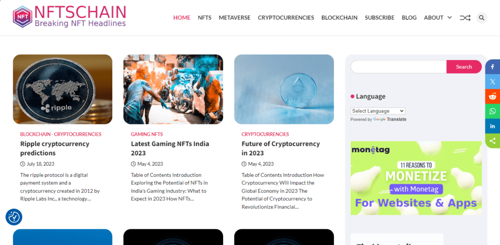 Nftschain.net - Nfts and Blockchain News Aggregator Website