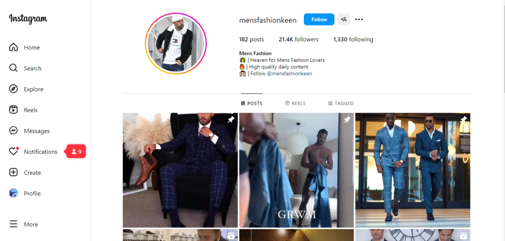 Buy Mens Fashion - Instagram Account - 21.2K Followers