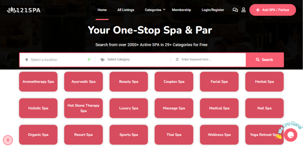 121SPA.com - SPA Listing Website on Sale